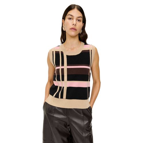 Veronika Maine Check Knit Vest